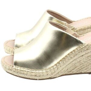 Charles David Nautical espadrille open back wedge gold Size 7